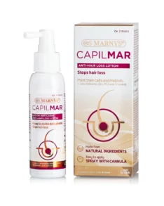 CAPILMAR – Lotiune impotriva caderii parului cu Celule Stem Vegetale + Prebiotic + Zinc + Vitamine – Sticla cu 100 ml