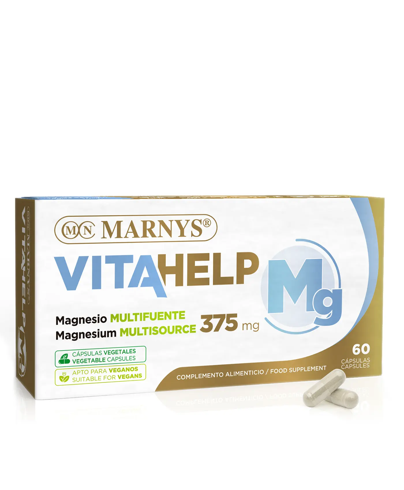 Magneziu VITAHELP cu 375 Mg per Doză Zilnică – Produs Vegan – Cutie cu 60 Capsule