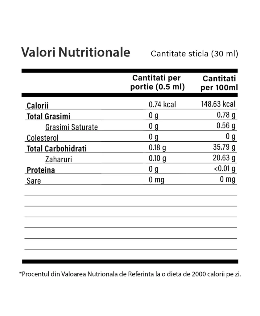 Melatovit – Melatonina lipozomala lichida 30 ml - Valori Nutritionale