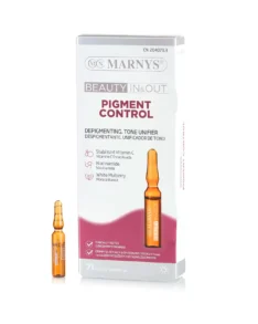 PIGMENT CONTROL cu Vitamina C Stabilizată + Vitamina B3 + Extract de Dud Alb + Apă de Albăstrele pentru Reducerea și Prevenirea Petelor Pigmentare – Cutie cu 7 Fiole pentru 14 zile de tratament